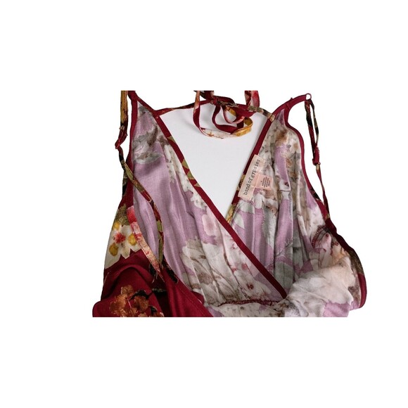 Band of Gypsies Floral Maxi Dress Wrap Style Ruffle Hem Size S Wine Red Summer - Picture 8 of 12